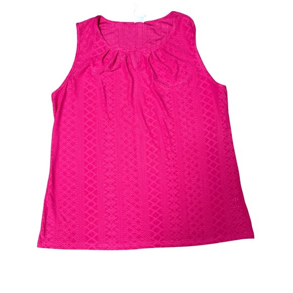 WiHoll Size XL NWT Hot Pink Textured Knit Sleeveless Top City Chic Bold Pop - Picture 10 of 10